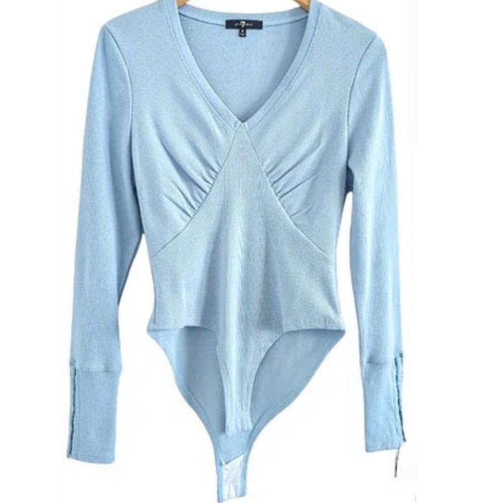 7 For All Mankind Ribbed Long Sleeve Bodysuit
